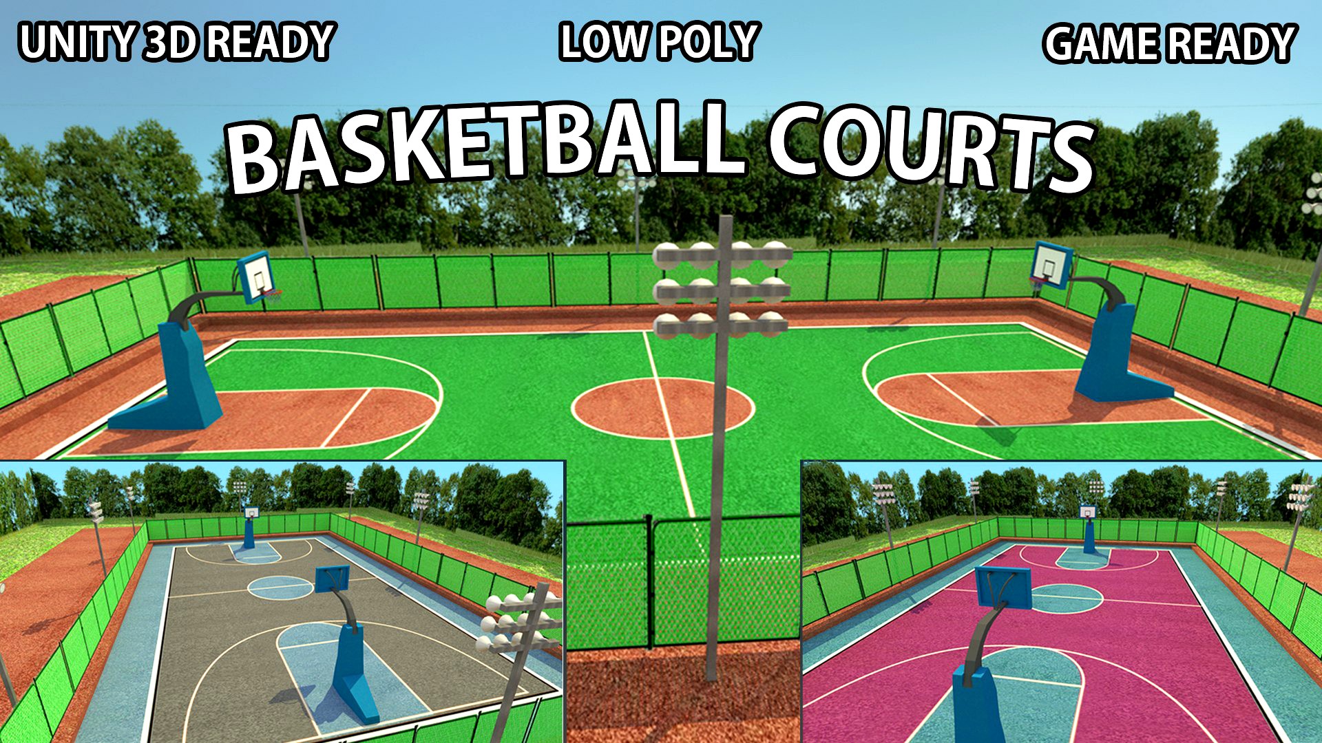 Basketball Court - Lowpoly - GameReady