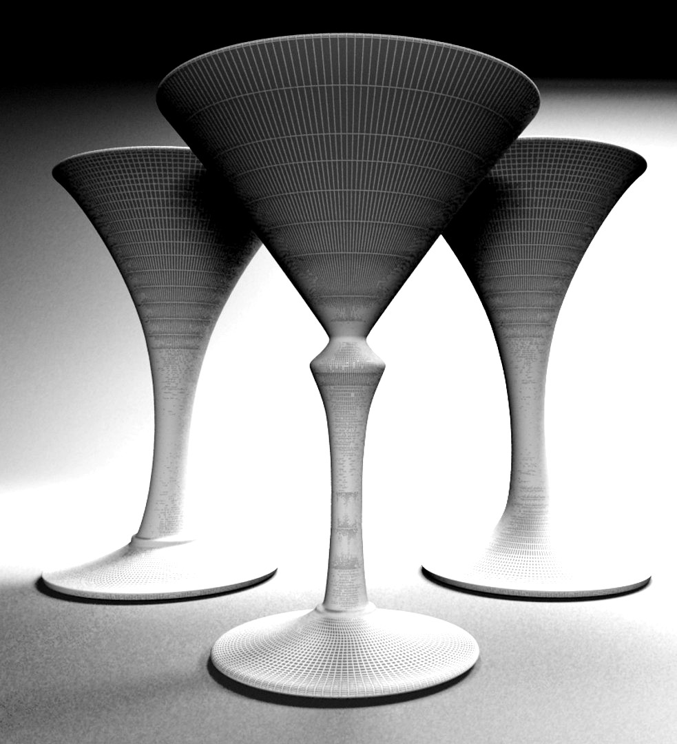 3 Genuine Hand-Made Martini Glasses