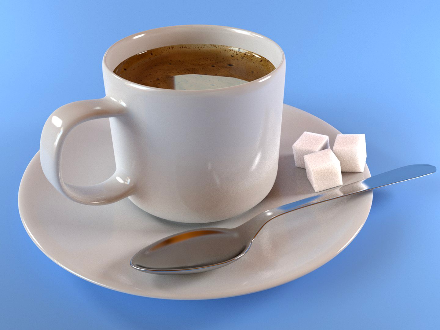 A cup of coffee with milk and sugar