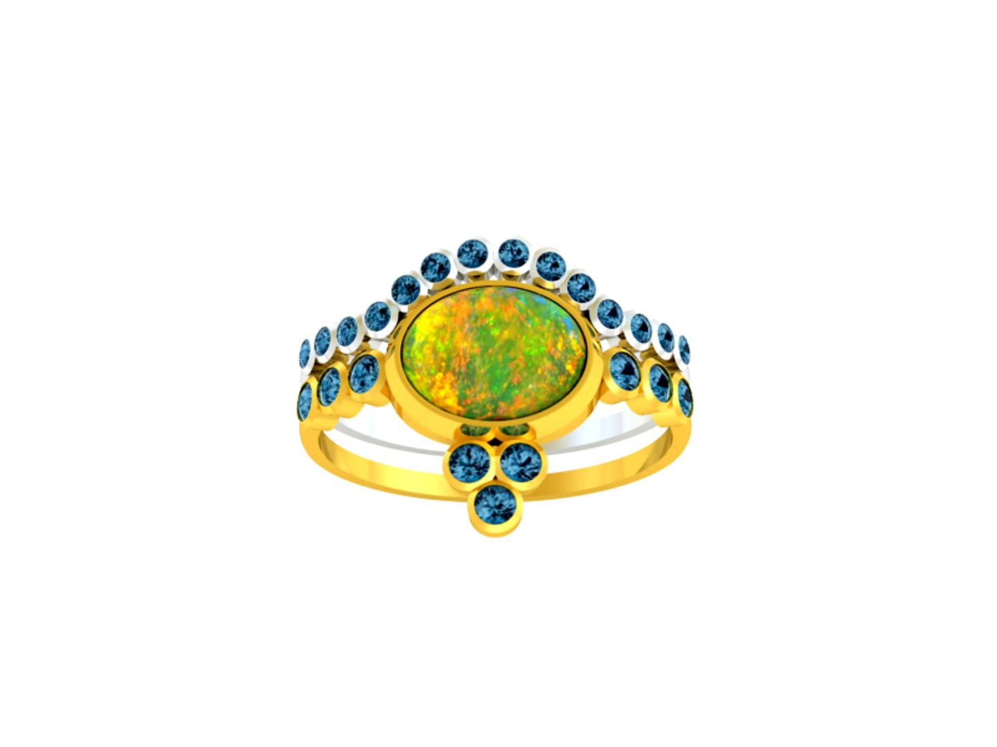 3D CAD Ring with Opal