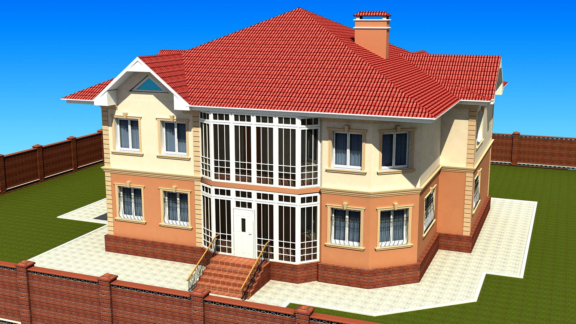 Two-storey house with parking for two cars