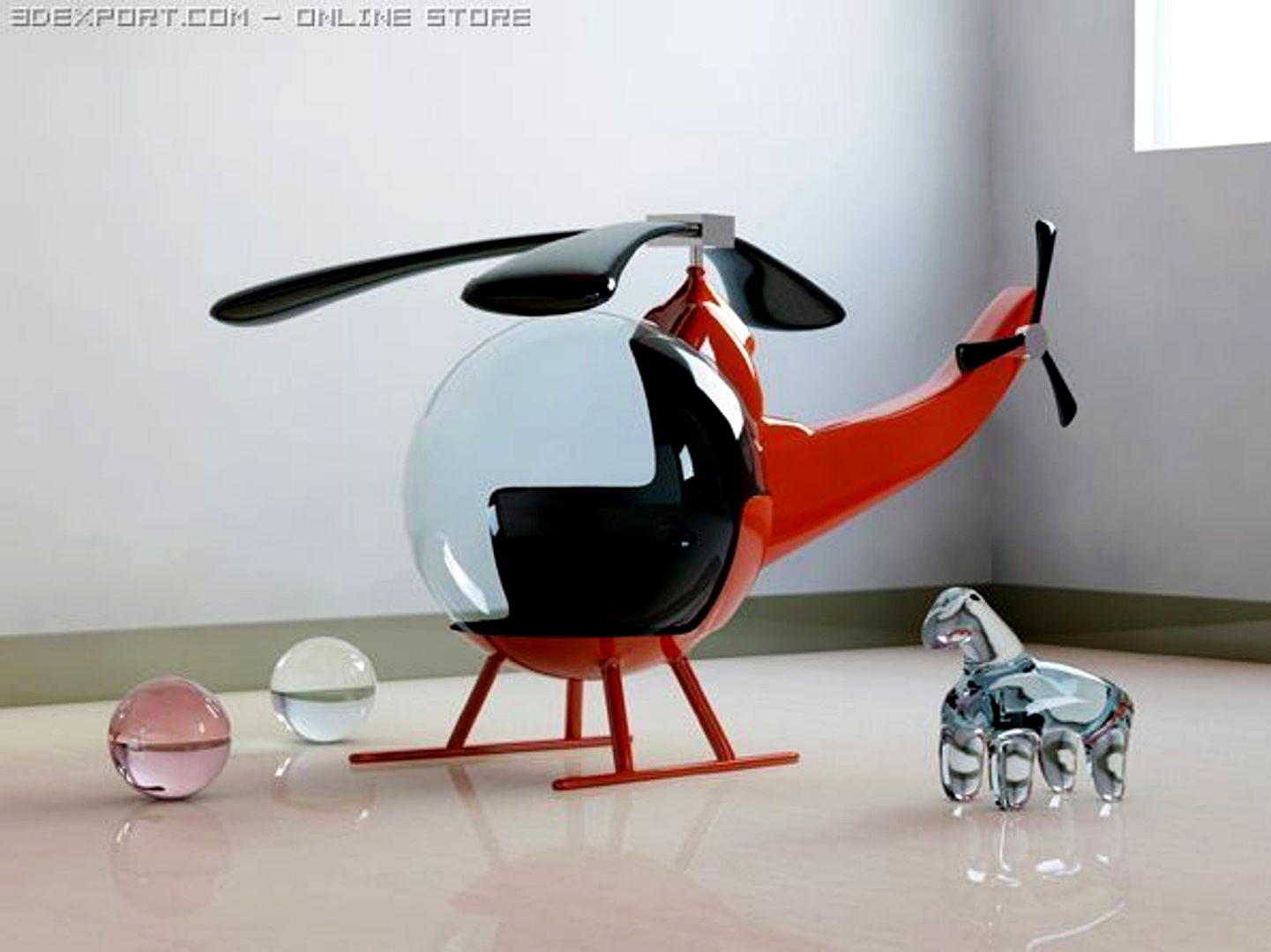 interior scene with  helicopter