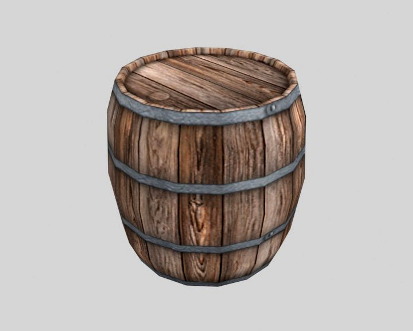 Wooden Barrel ( low cost game ready model )