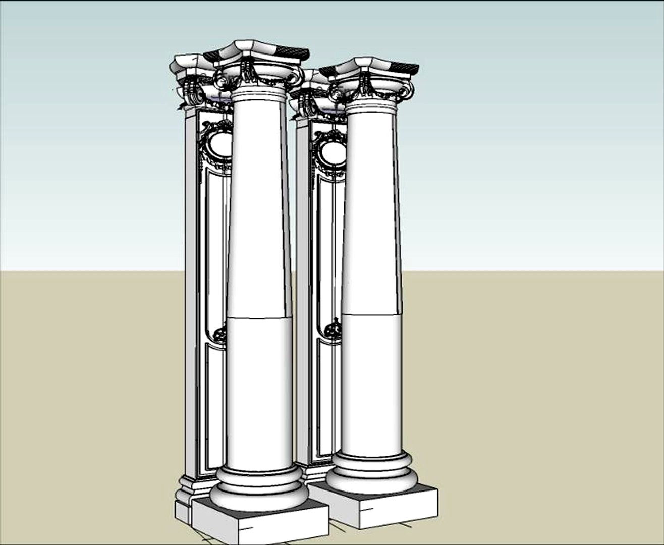 round & squared column skp