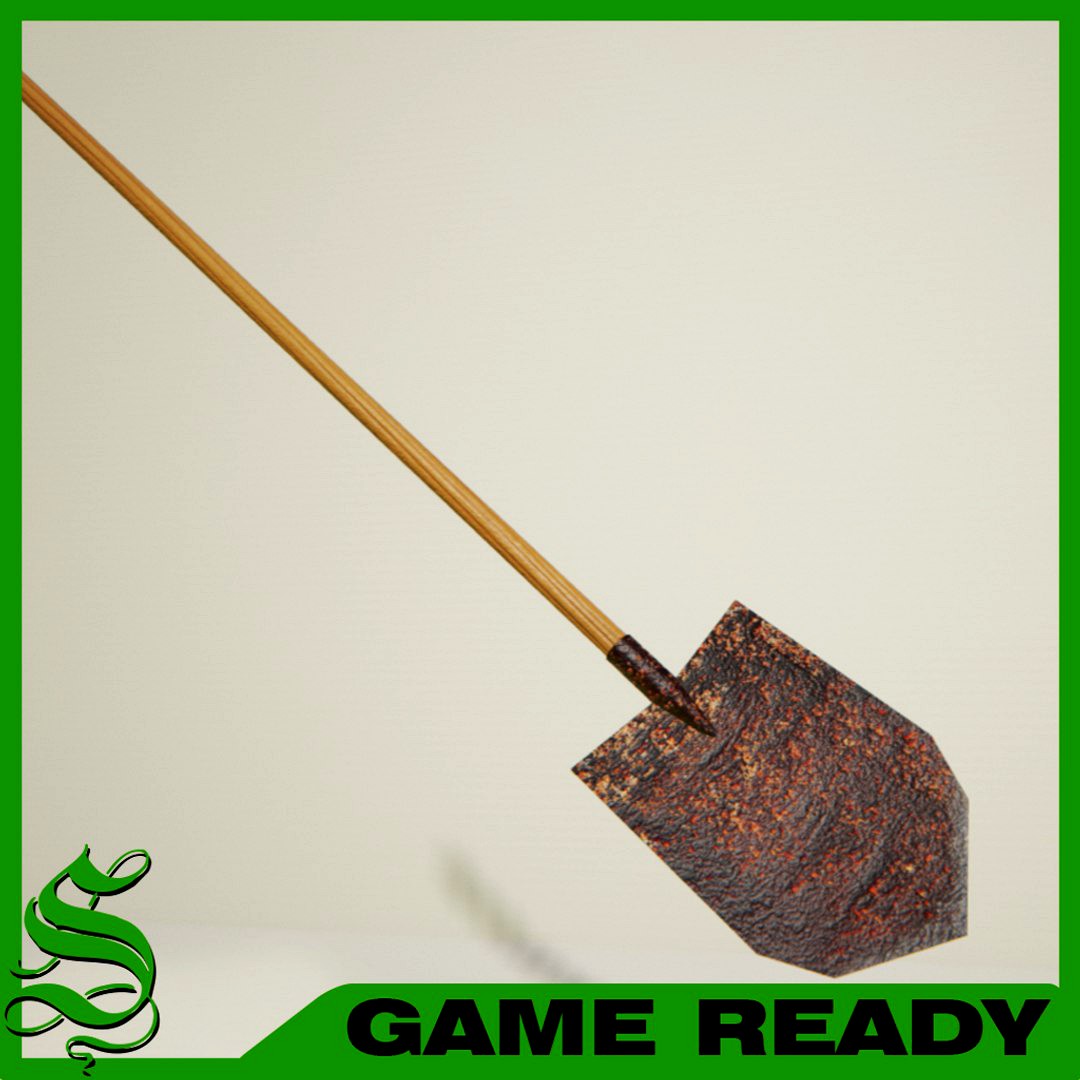 Low Poly Long Spade Shovel