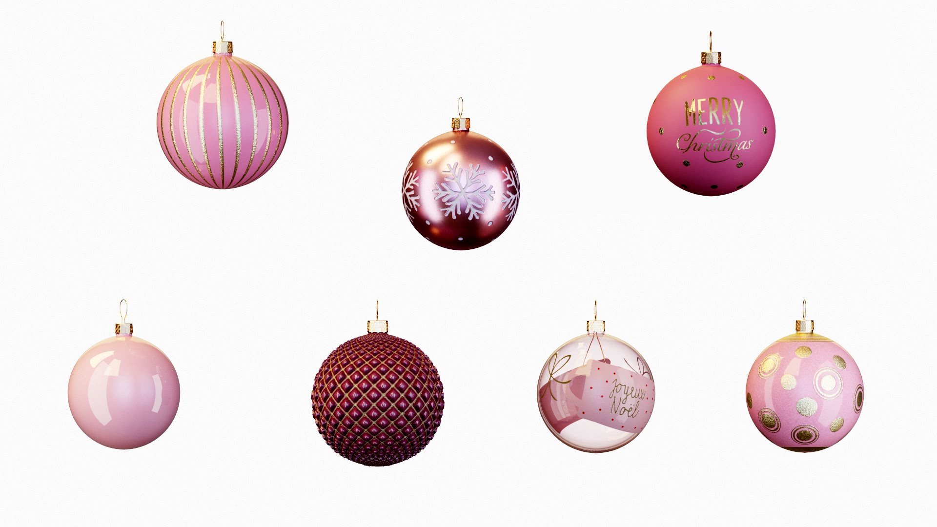 White tree with pink baubles