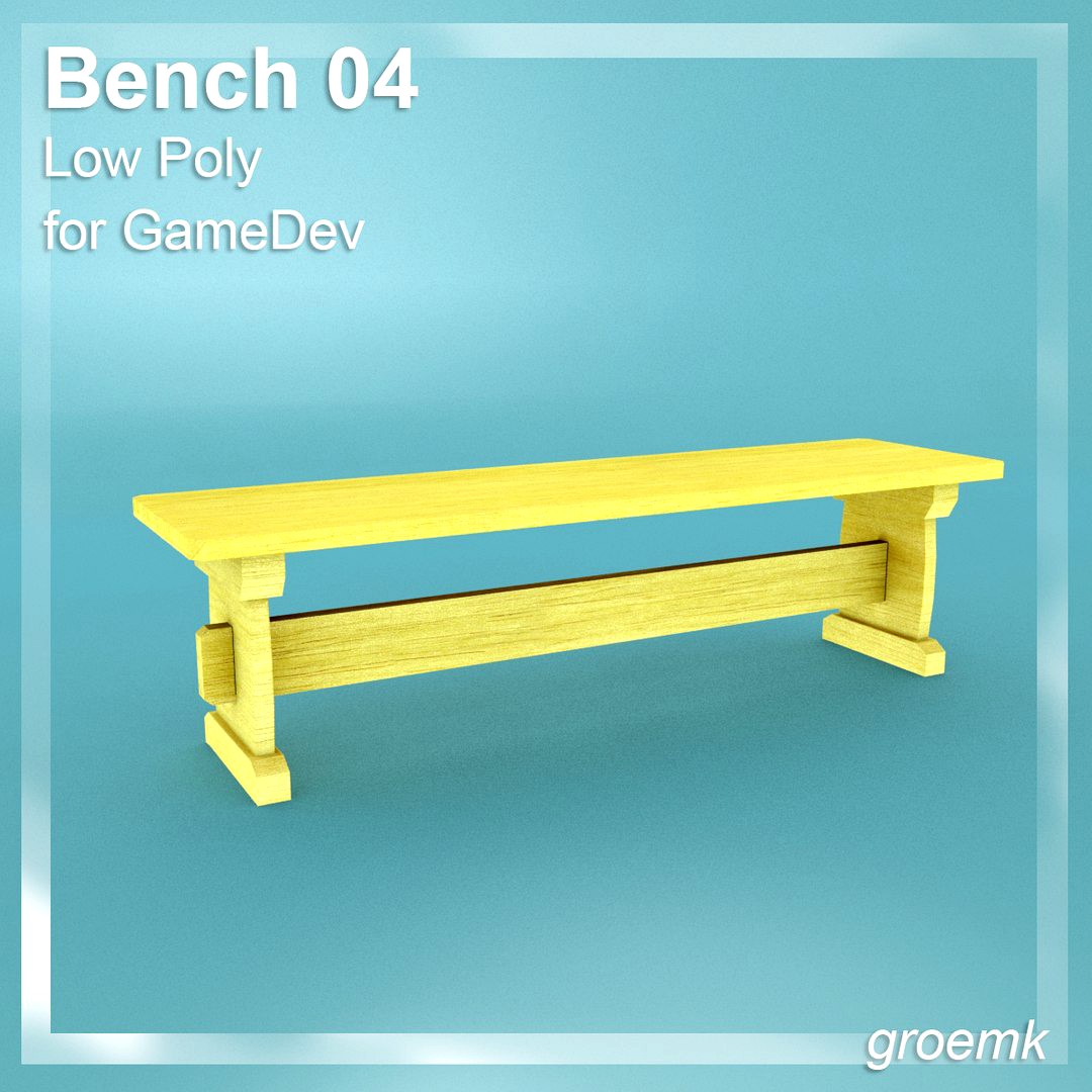Bench #4 Low Poly for Game Dev