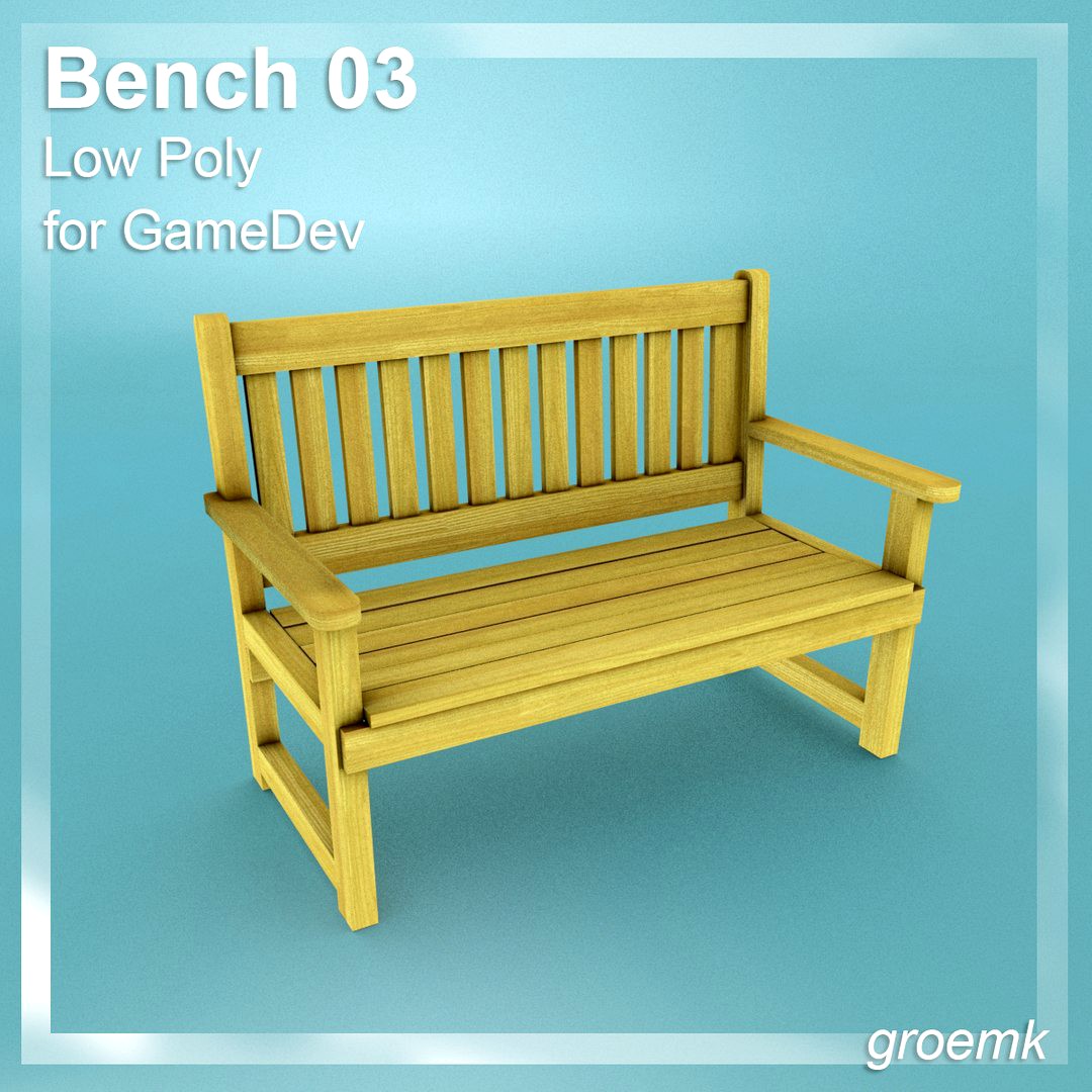 Bench #3 Low Poly for Game Dev