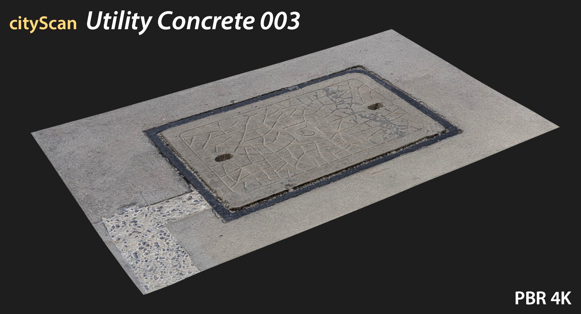 Utility Cover Concrete 003 - 4K scan