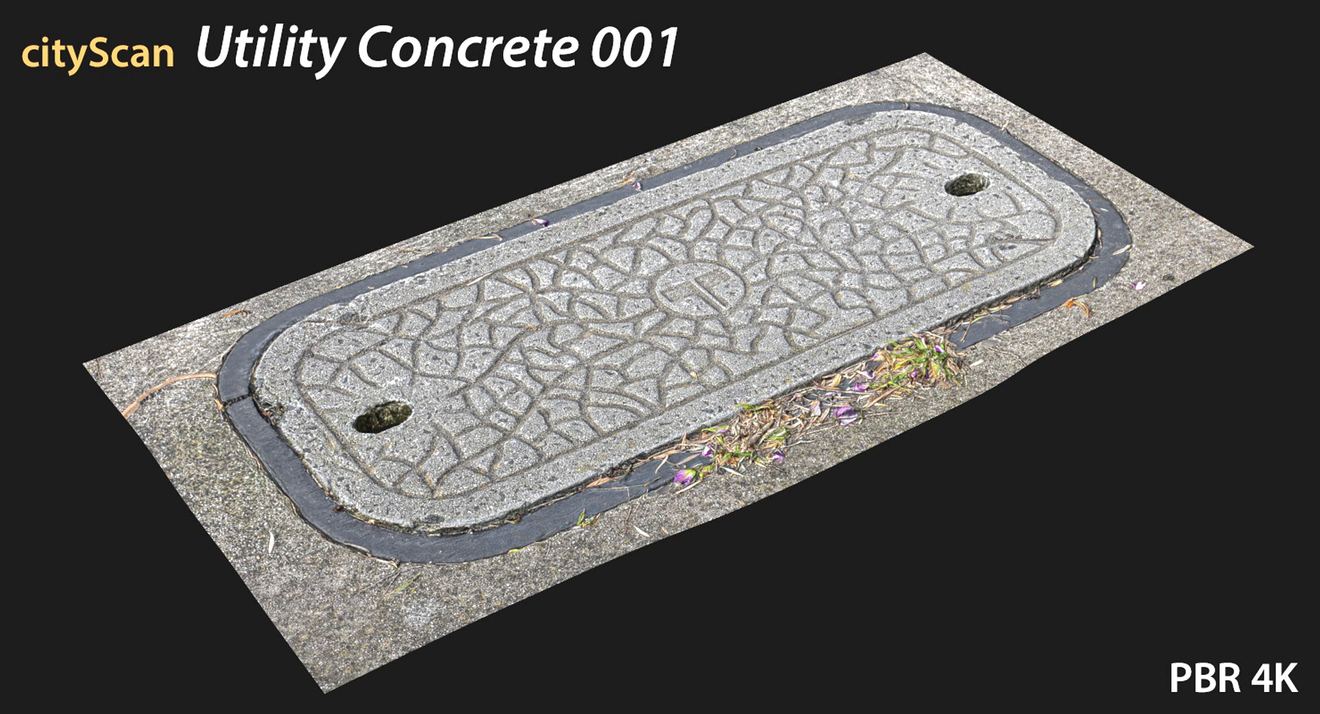 Utility Cover Concrete 001 - 4K scan