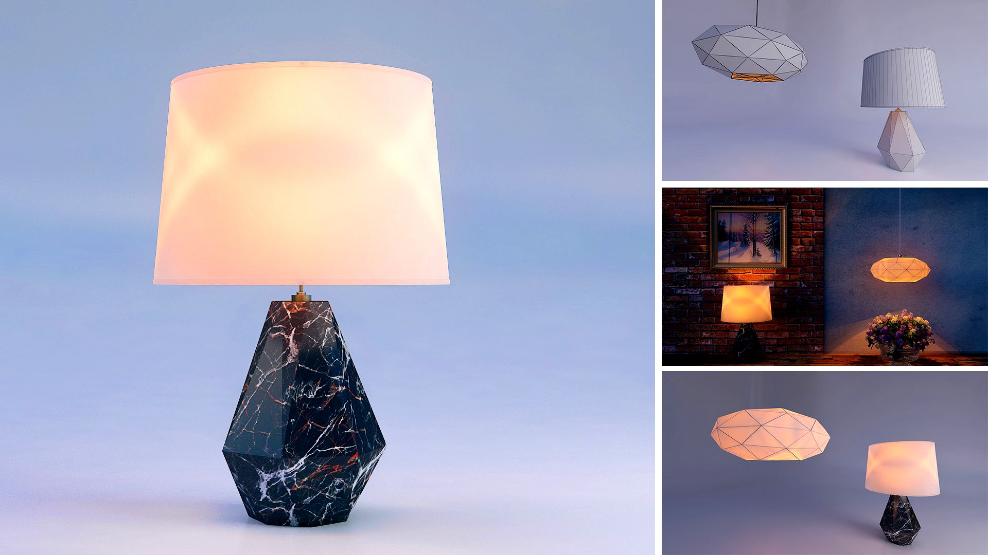 Chic Table & Ceiling Lamp Set