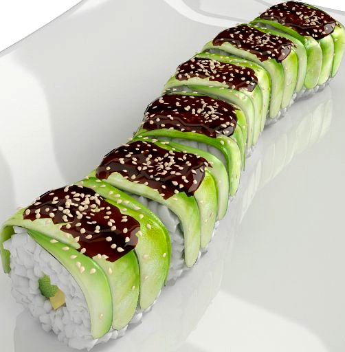 Sushi Green Dragon 3D Model