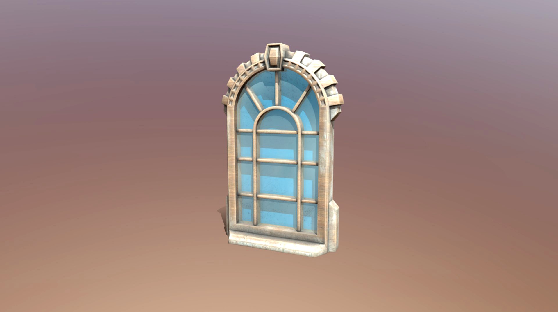 Wooden window with textures and UV map 3D model