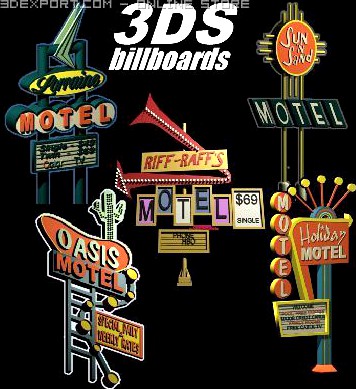 Motel Signs Pack of 5 3D Model