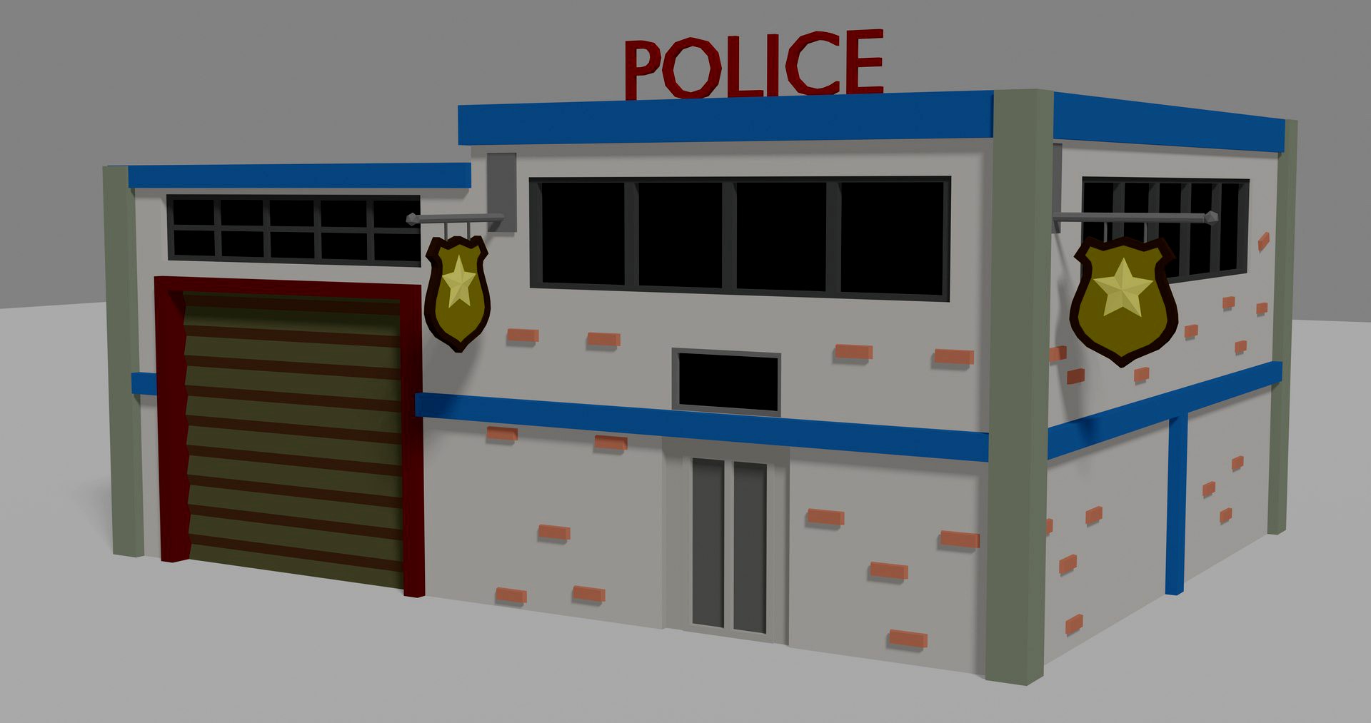 Police building Low Poly isometric