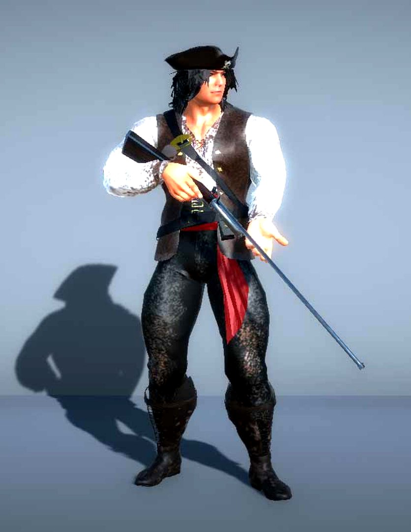 Pirate with gun - 3d model