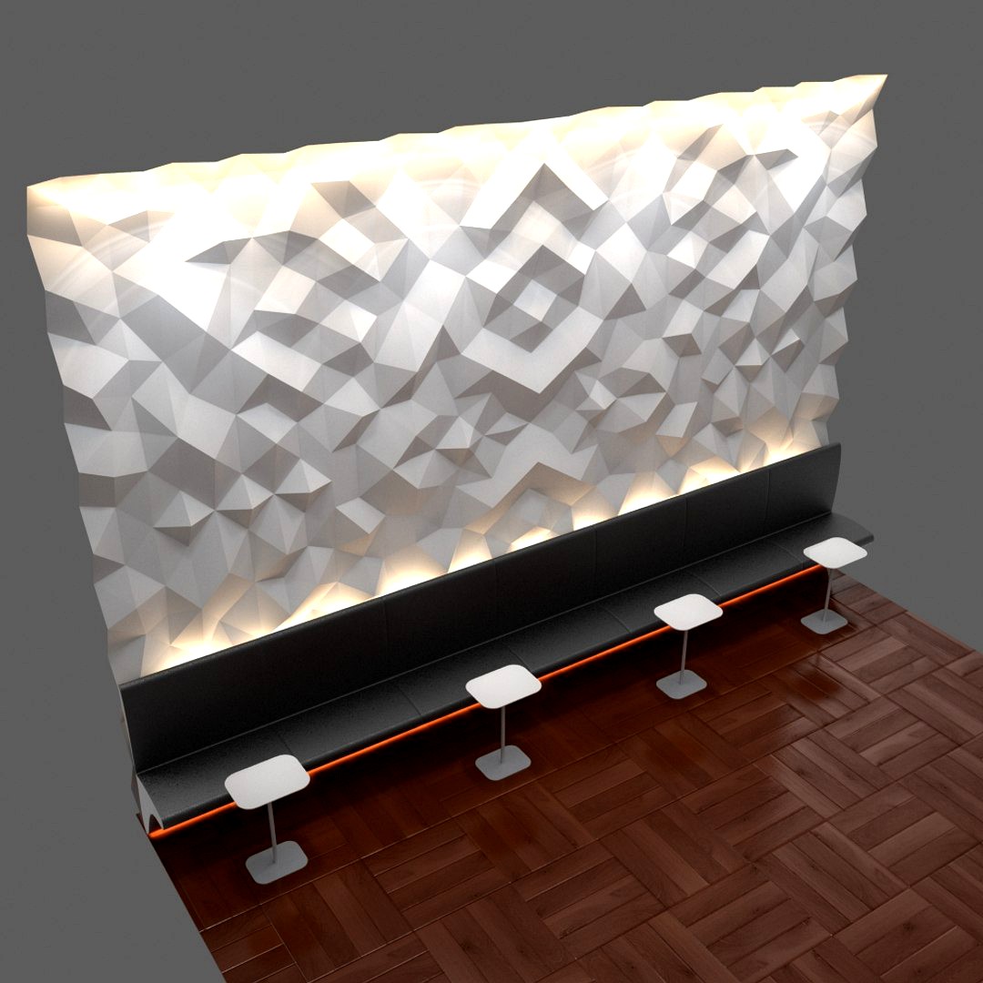 3D Wall with wall sofa and coffee table