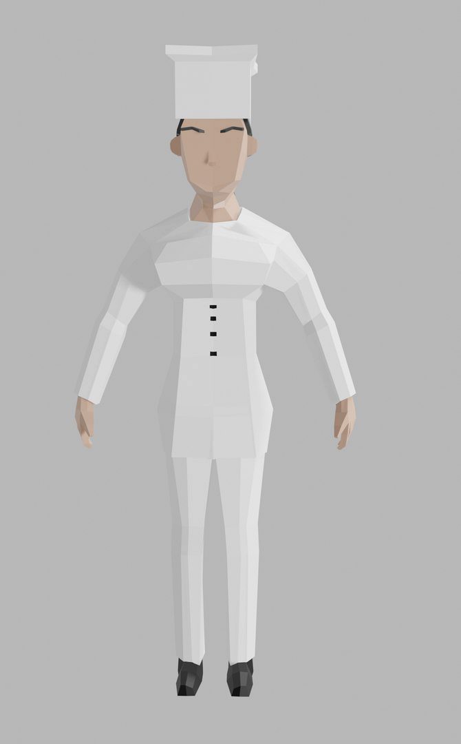 Low Poly Cook Chef Woman rigged Unity