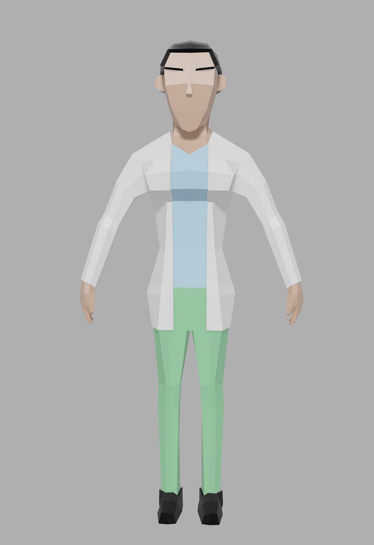 Low Poly Doctor Woman rigged Unity