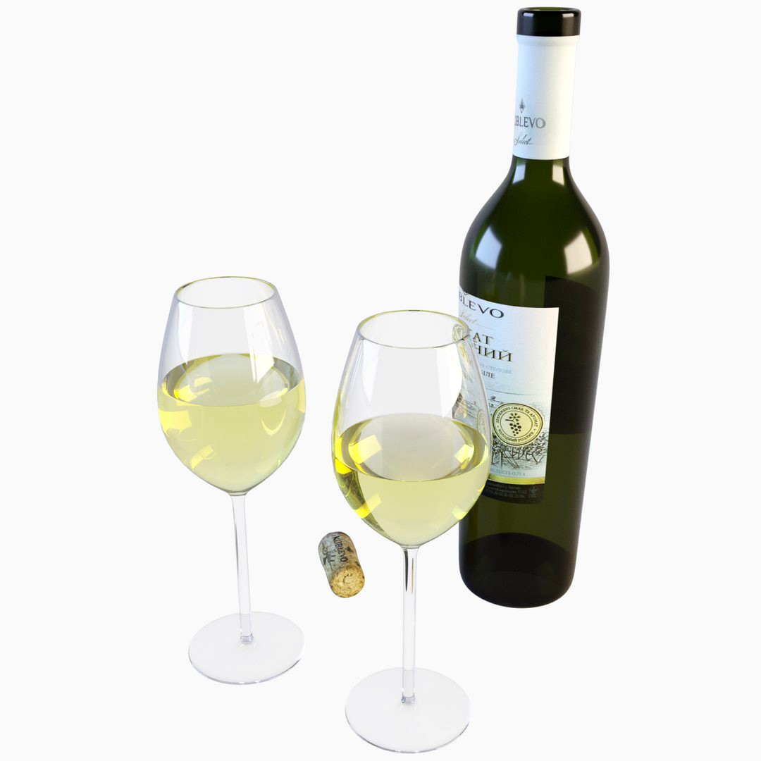 wine bootle with cork and glasses