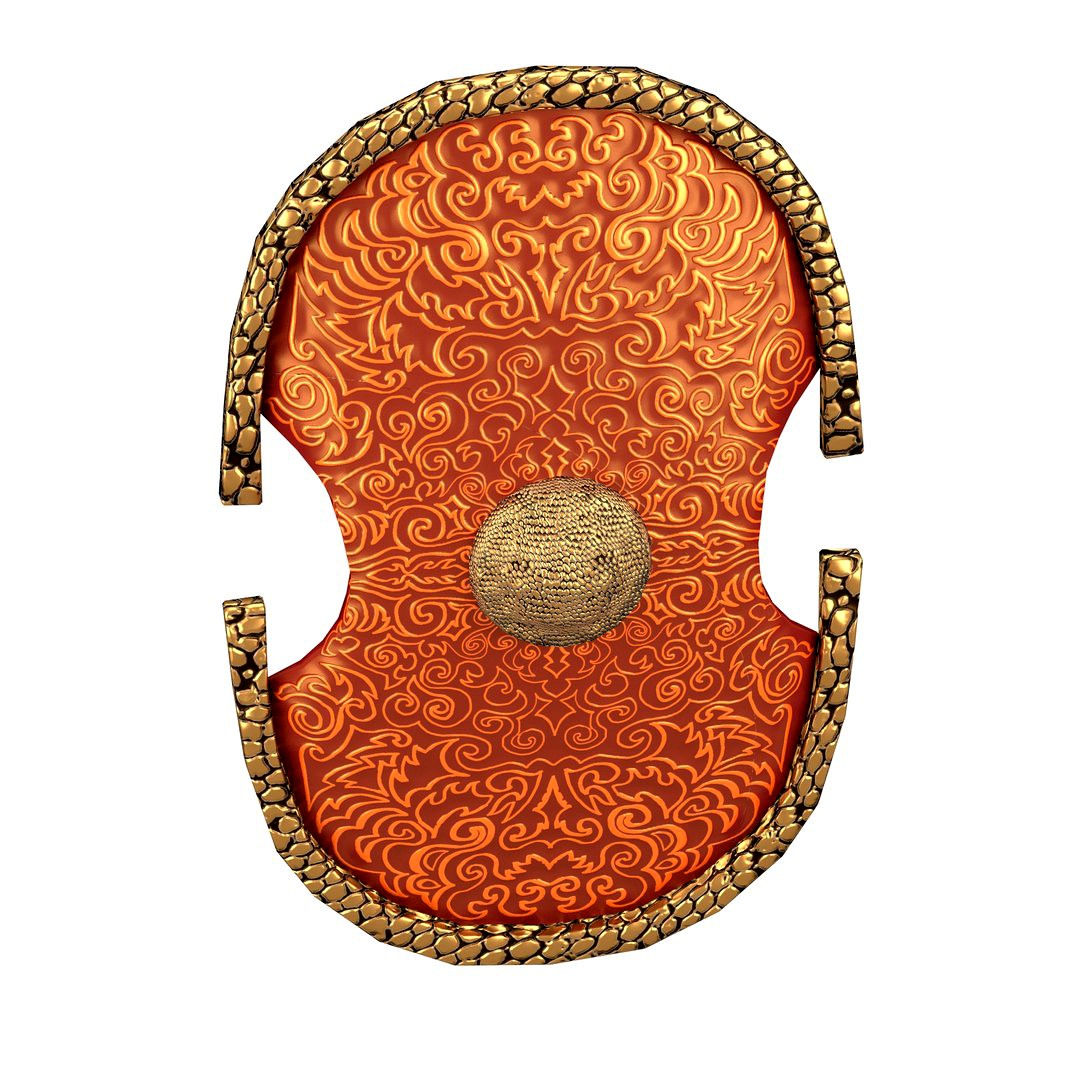 Shield with curved ornament