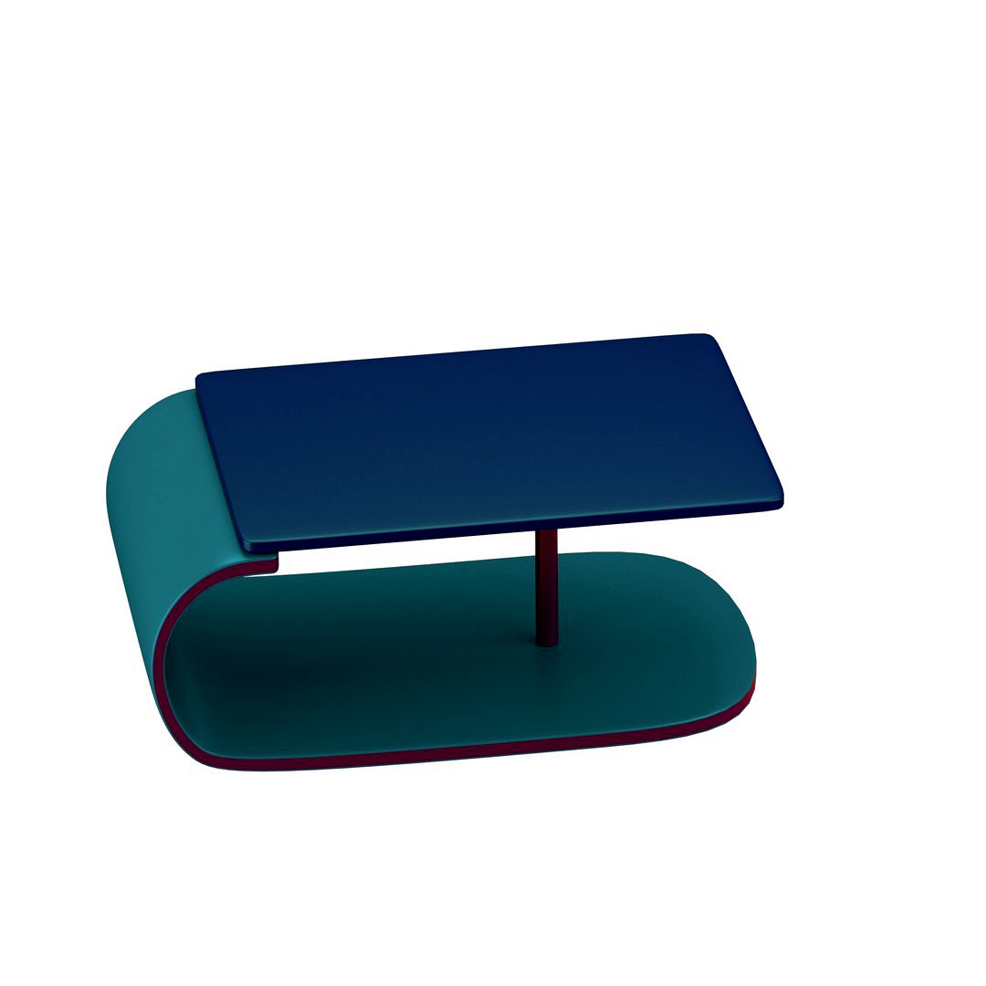 Modern table in green,blue with addition of red