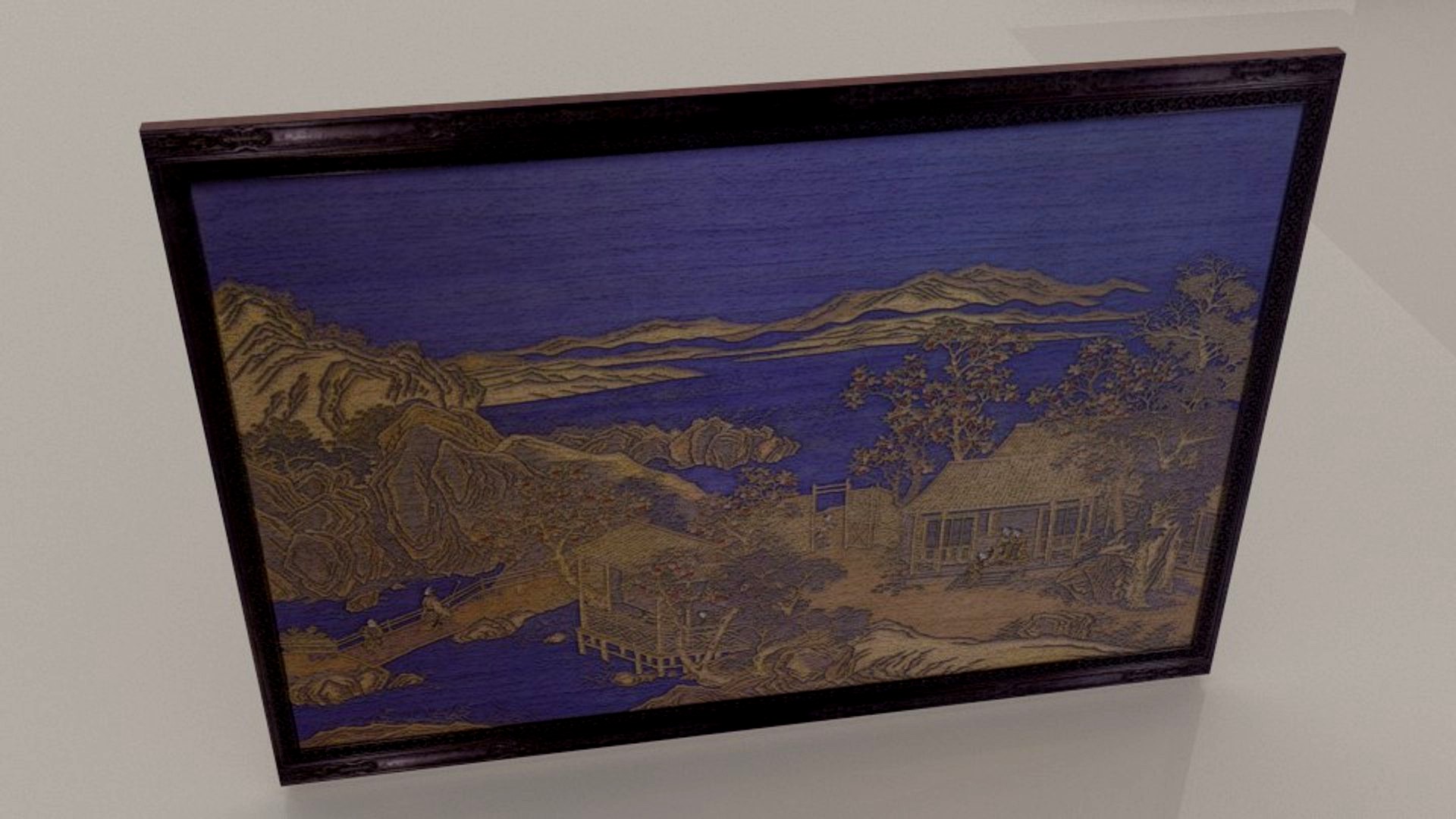 Framed Tapestry & Ivory Artwork in Chinese style Blend