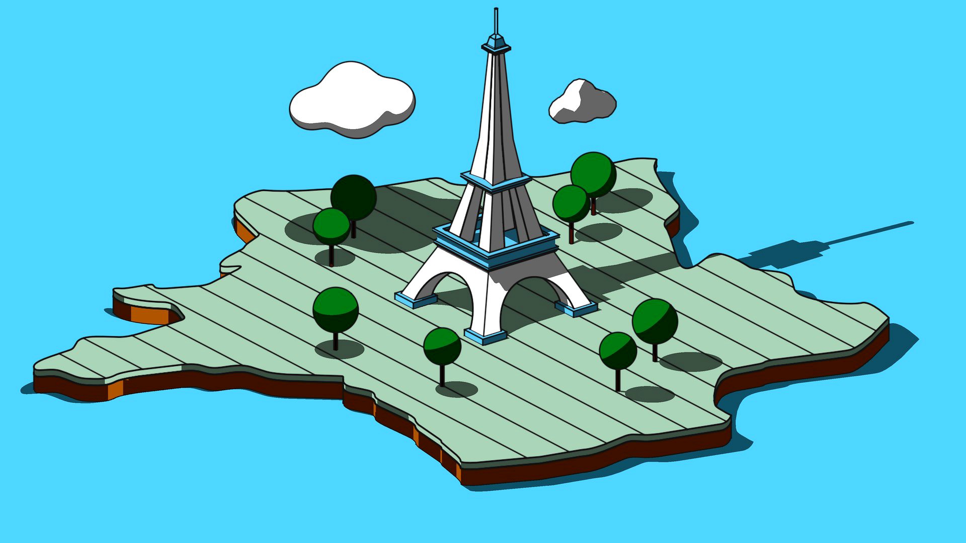 Cartoon Toureiffel Landmark