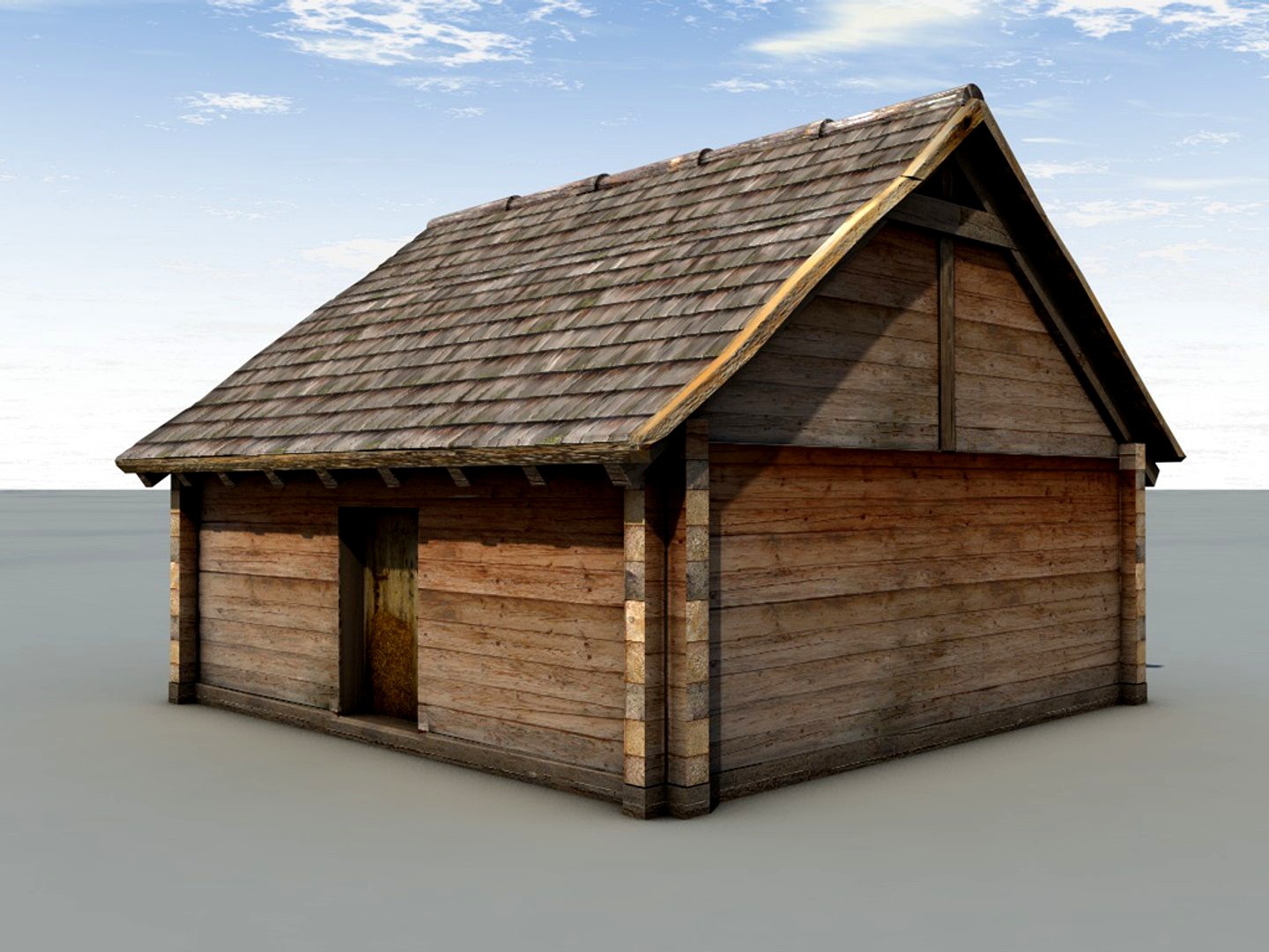 Middle Age Wooden Block House
