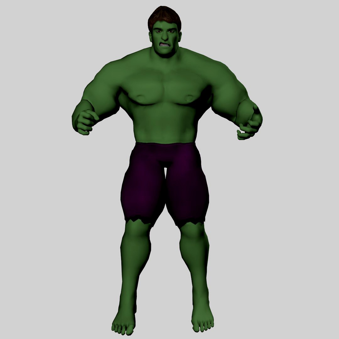 Muscular Green Superhero (Rigged)