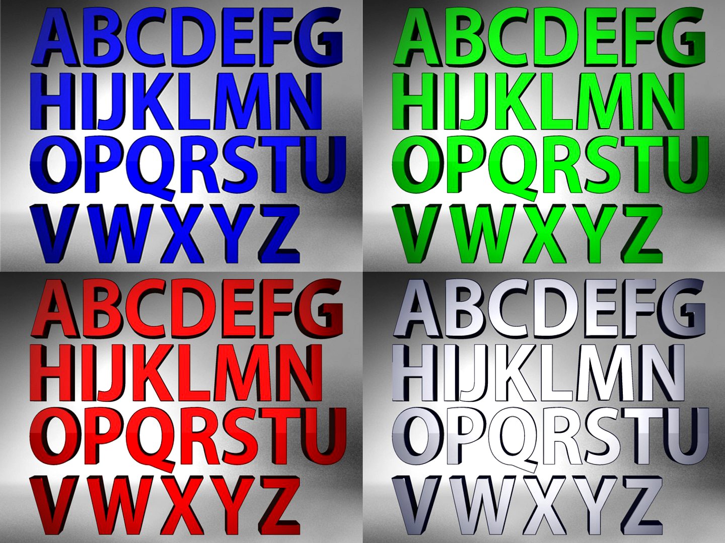 3D Alphabet Coloured + Free Lighting Scene