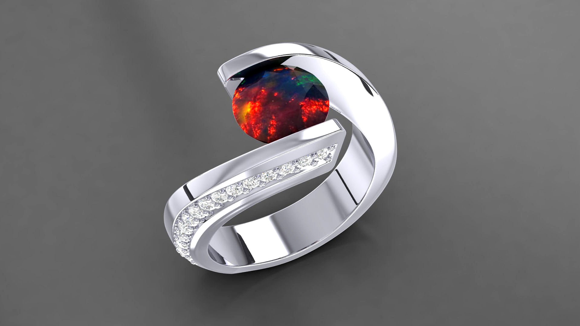 Opal Bypass Ring