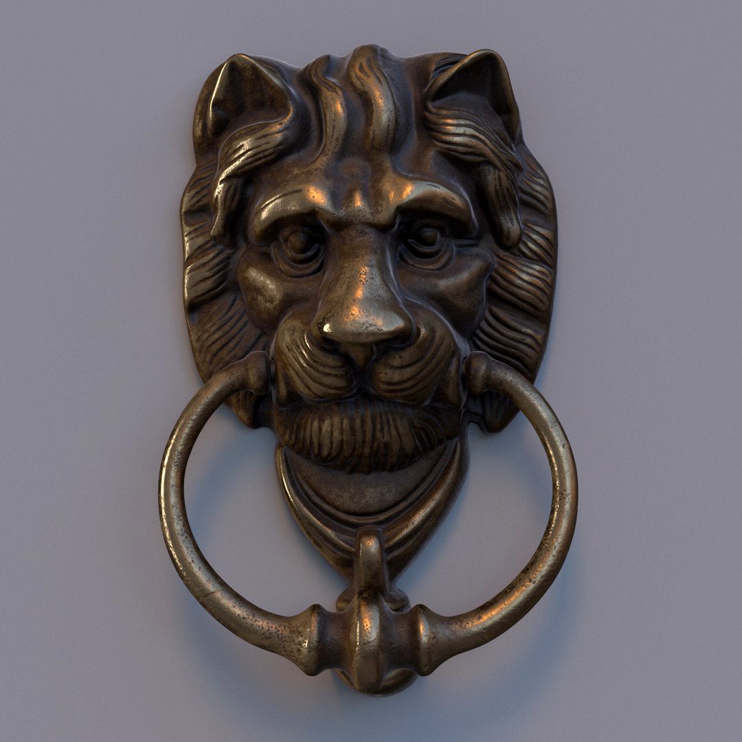 19th Century Victorian Door Knocker  Neoclassical Lion Head