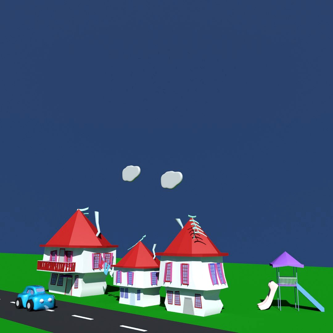 Cartoon Three Houses
