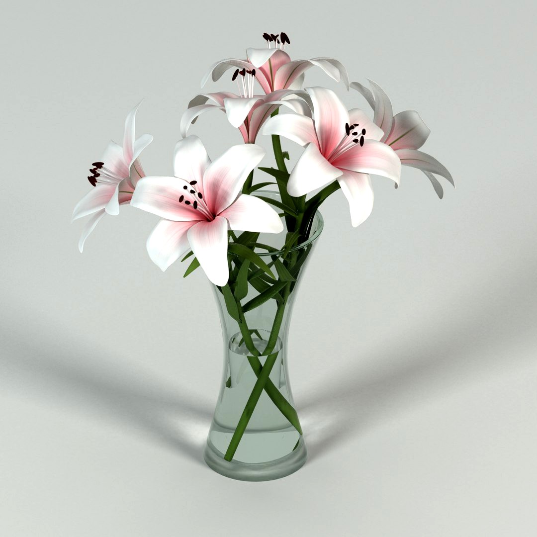 Lilys in Vase (hand Tied Curved)