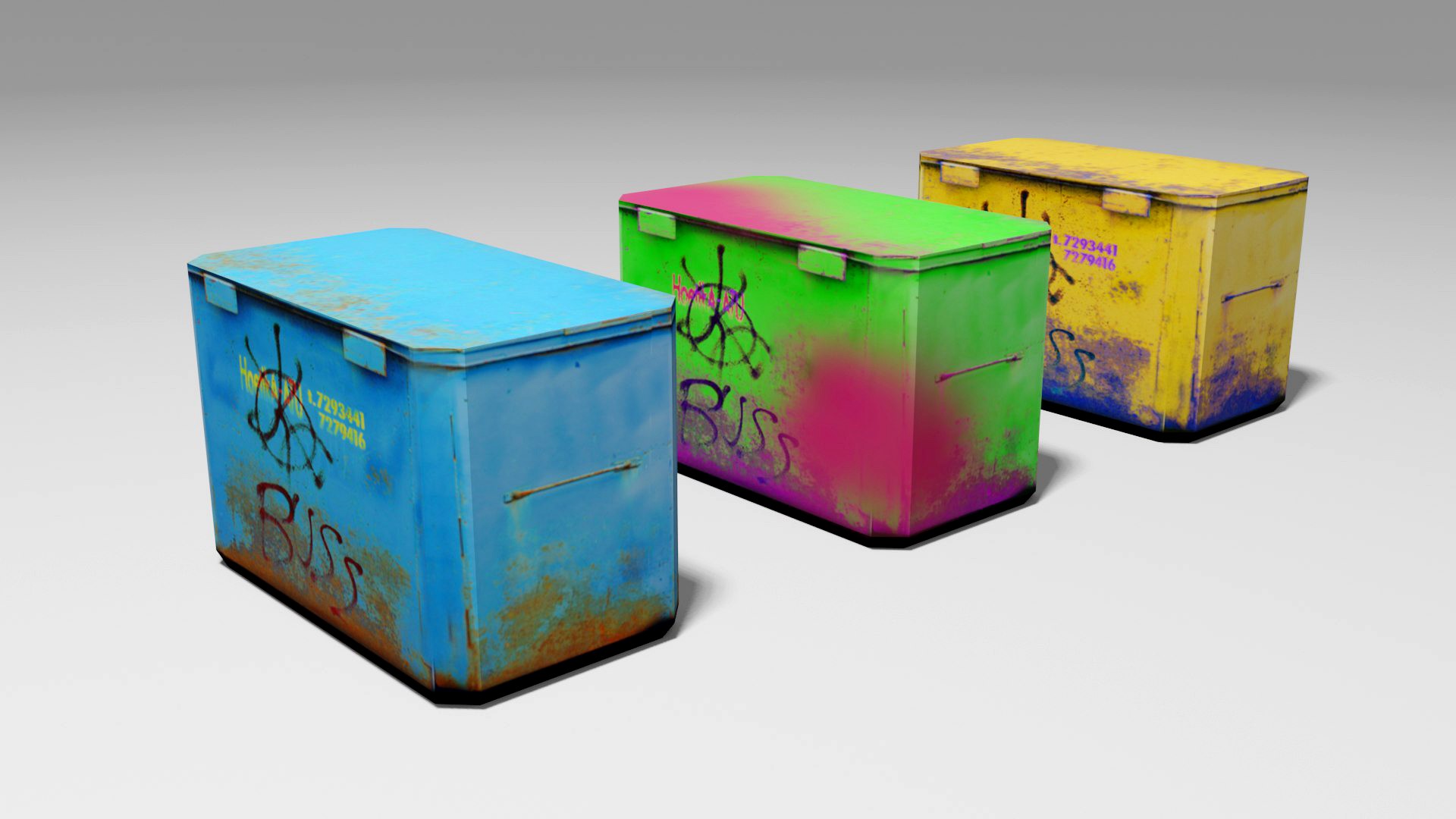 Three Trash Containers