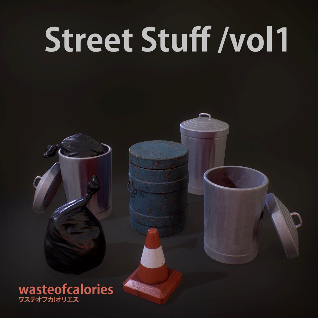 3D Street Stuff /vol1 - PBR Game Ready - Atlas Texture