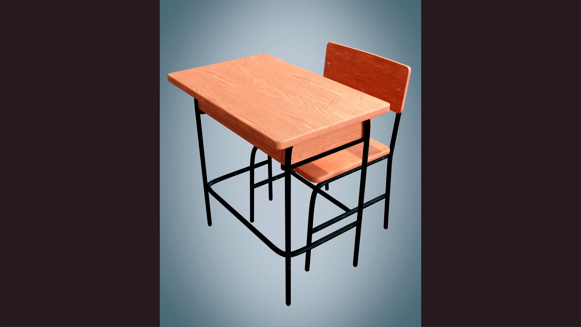 Classroom Desk Highschool - University Metal Rusted Material PBR