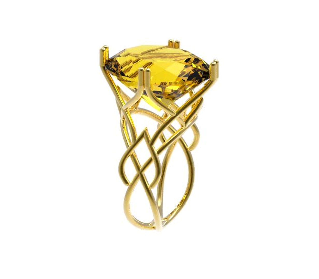 Citrin oval gold ring