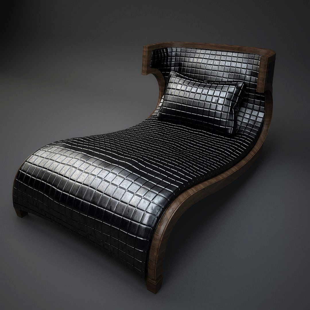 Briarwood Finished Chaise Lounge, Quilted Bentley Black Leather Upholstery(1)