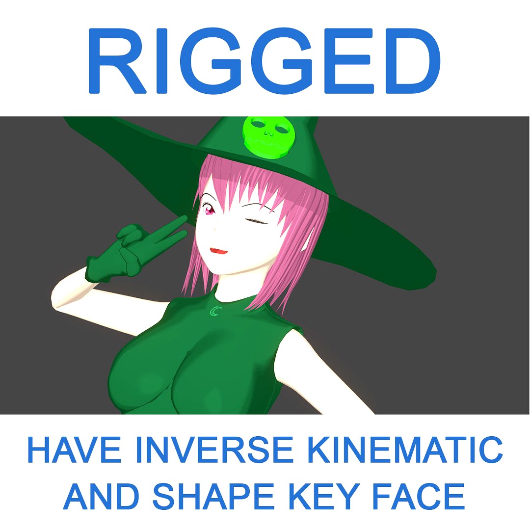 Rigged Green Witch with Skull rod