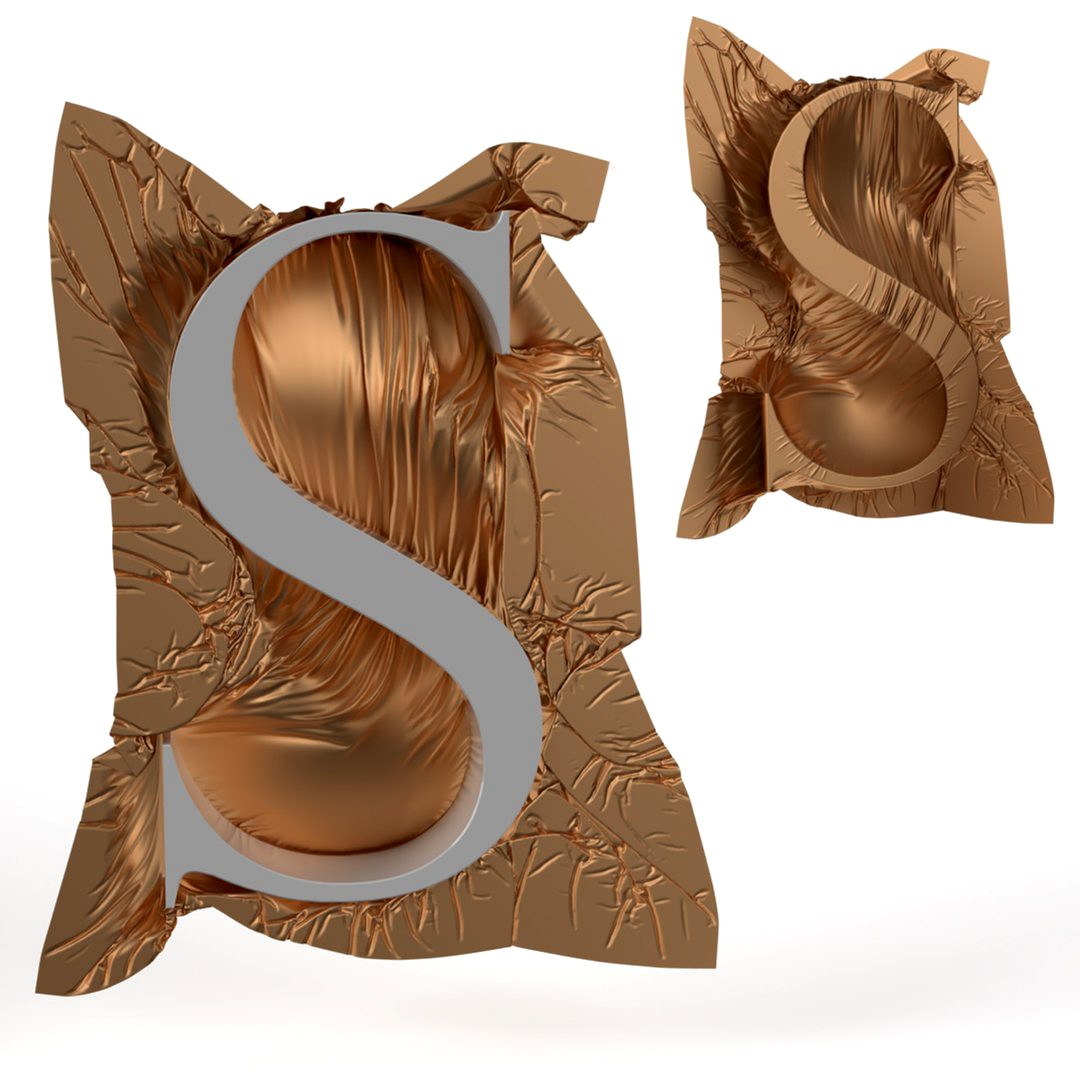 High poly fabric draped Letter S
