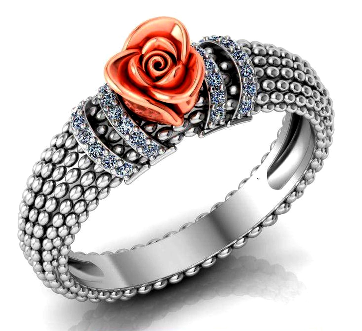 Ring Rose Flower with stones 25