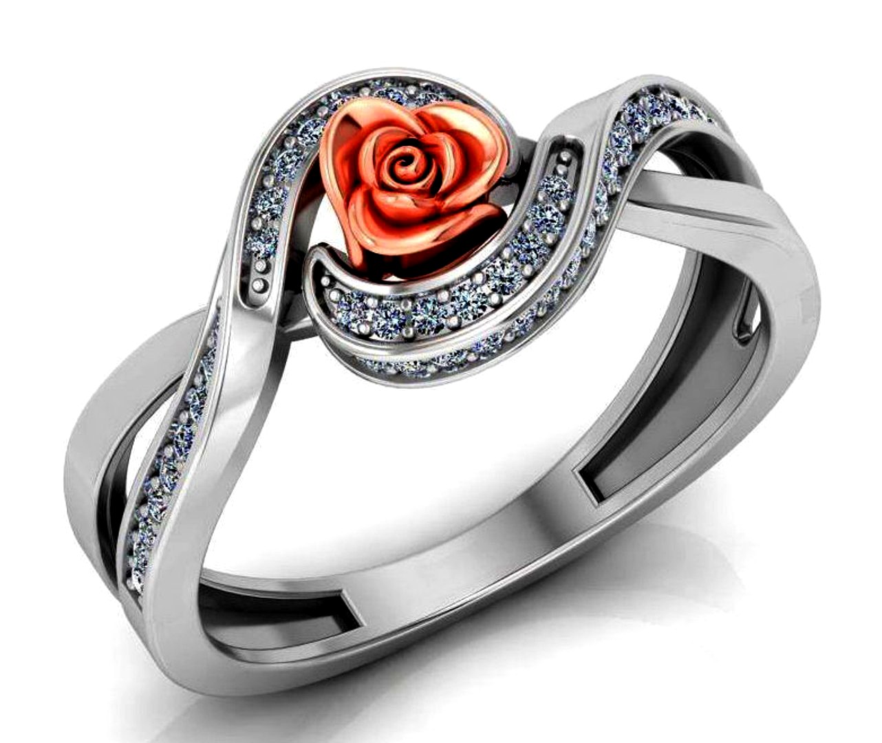 Ring Rose Flower with stones 16