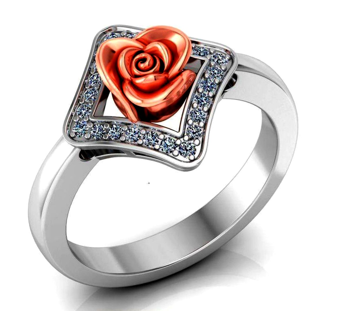 Ring Rose Flower with stones 12
