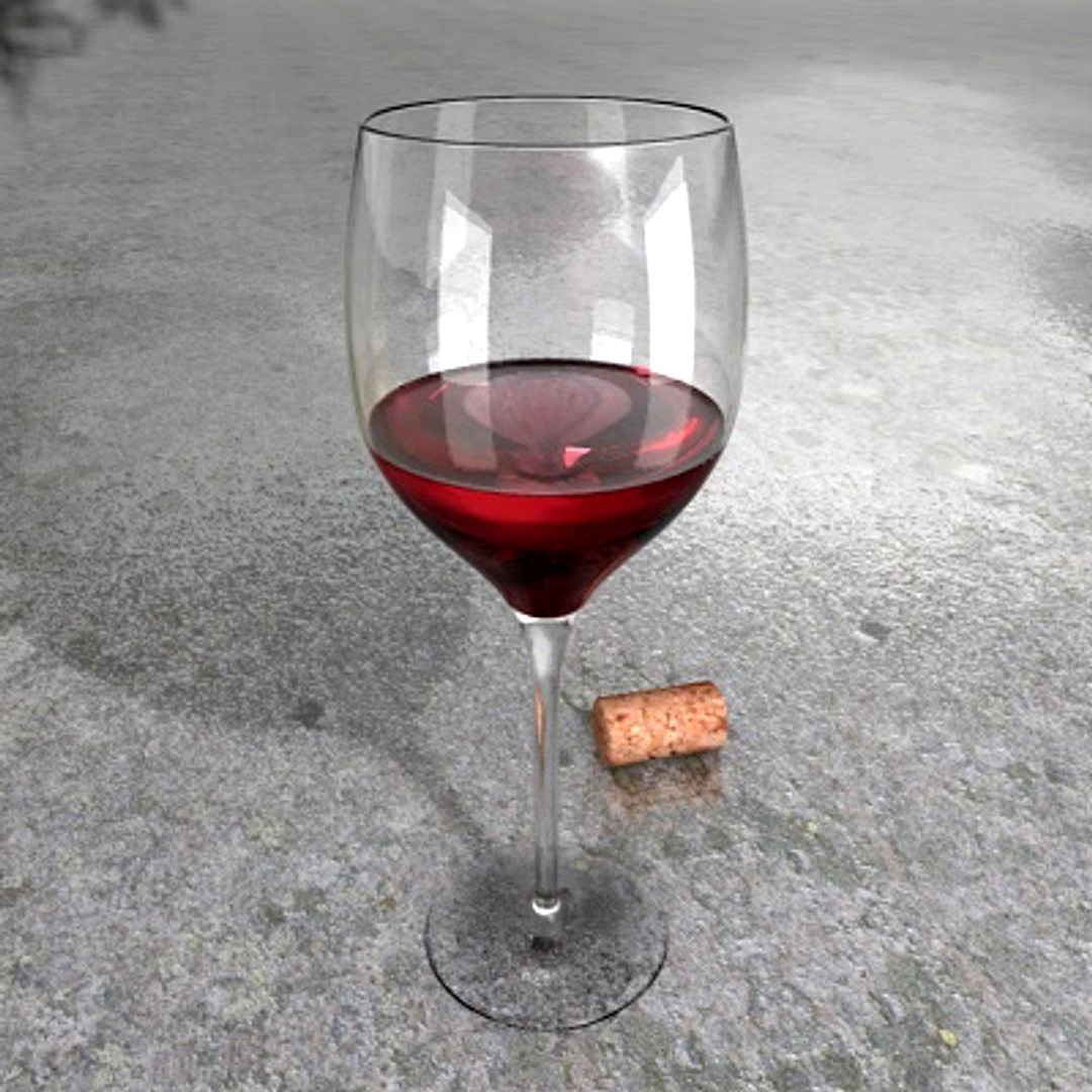 Red Wine Glass + Wine + Materials, High Resolution