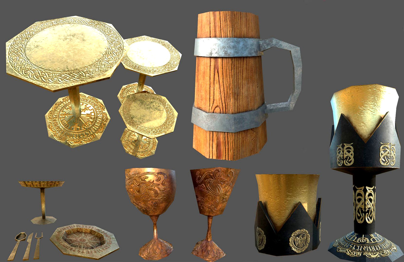 Low Poly Banquet Utensils Bundle