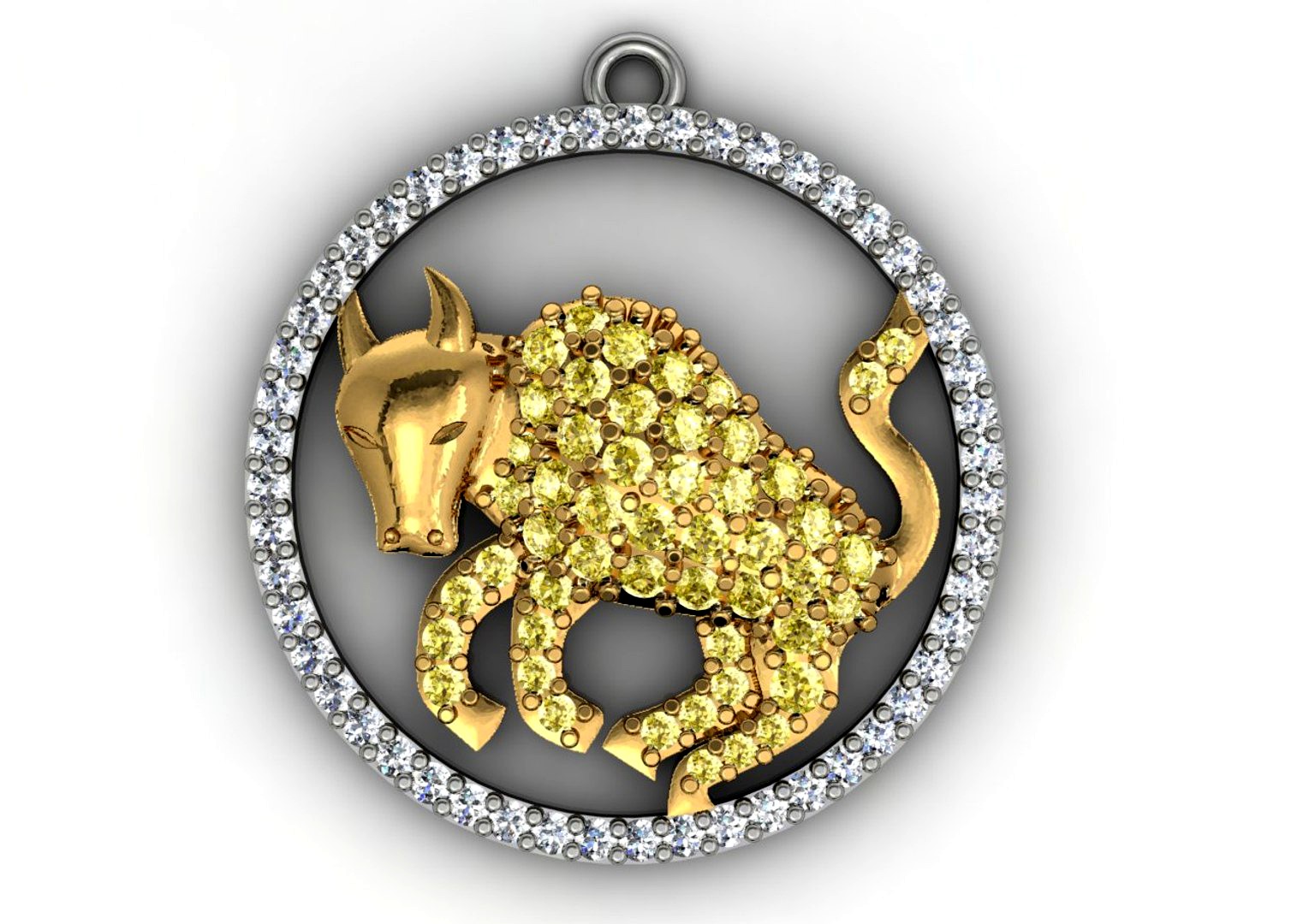 Taurus Zodiac gold diamond pendant
