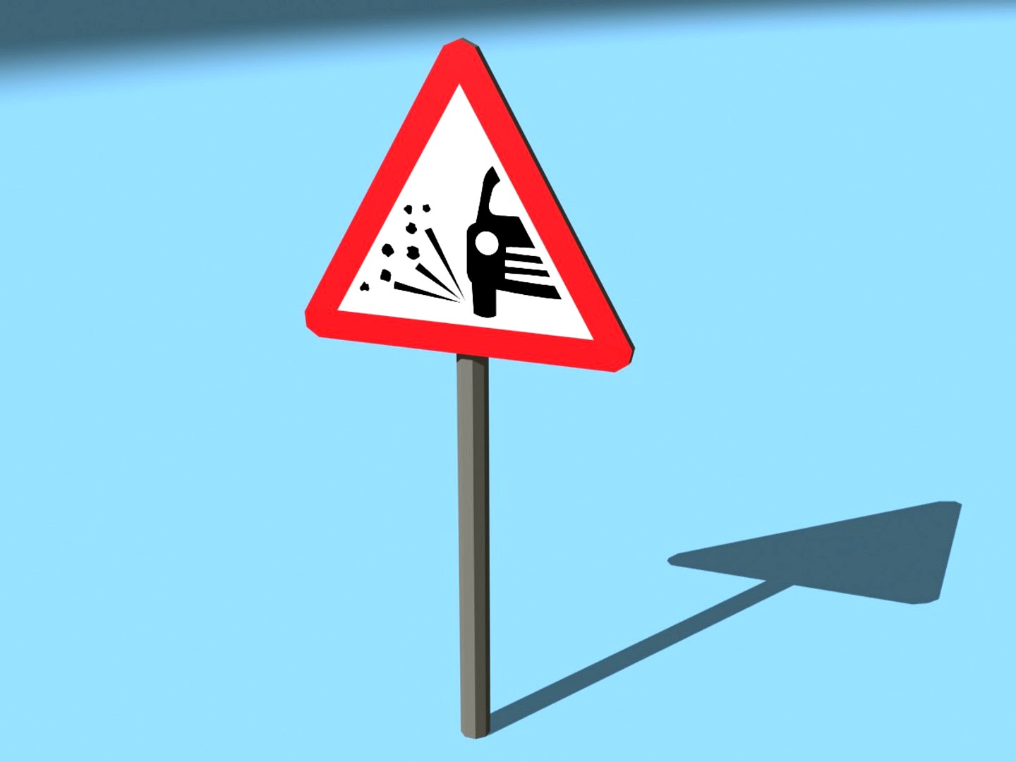 UK road sign - Loose chippings