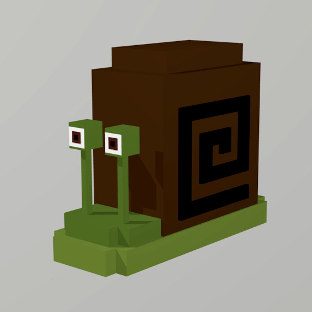 low poly snail voxel snail